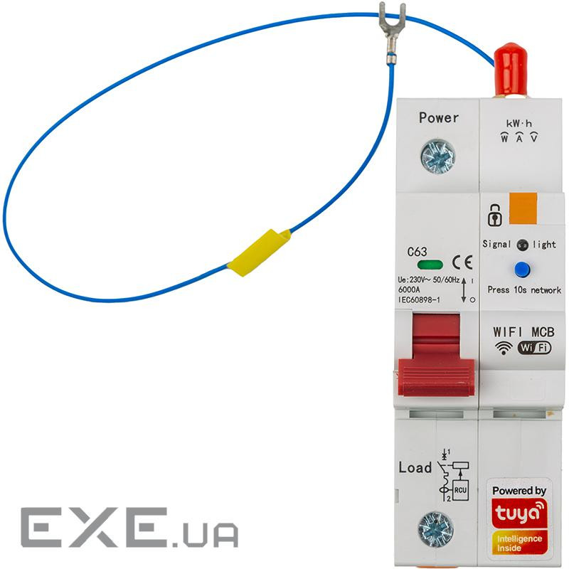 Розумний автоматичний вимикач Tuya Wifi SCB01, 63A (HS084042)