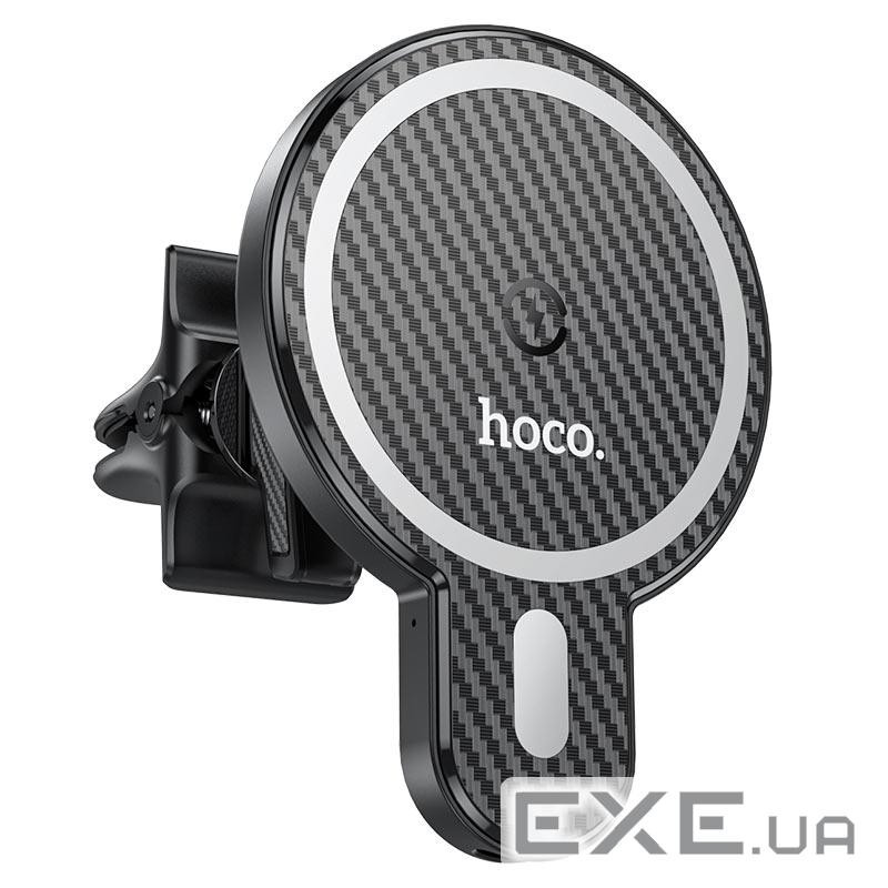 Автотримач HOCO СА85+ Wireless Charging 15W, кріплення на решітку, магніт, Black, Box