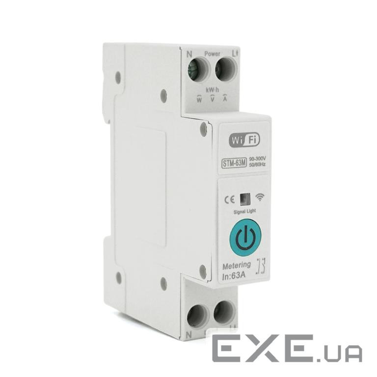 WI-FI вимикач-реле на DIN рейку 63А з вимірюванням струму та напруги (WI-FI / VR63A+) (WI-FI / VR63A+)