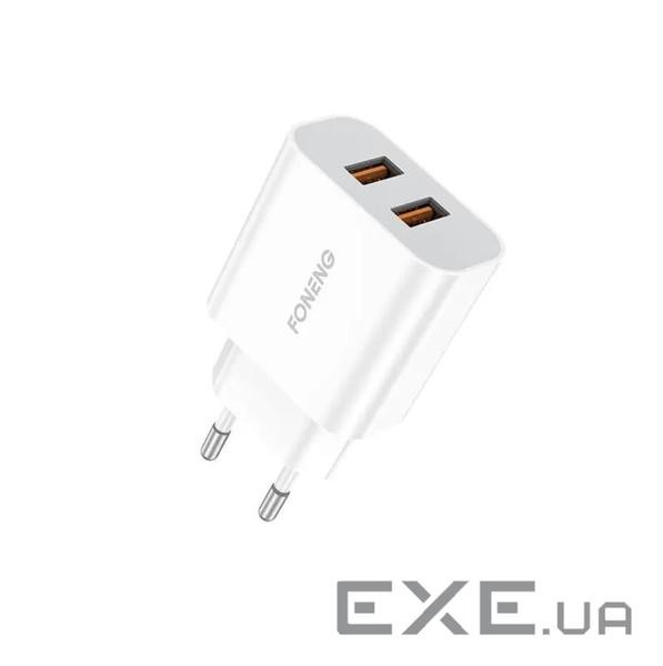 Зарядний пристрій Foneng EU45 Dual USB Charger (2USBх2.4A) White (EU45-CH-TC) + кабель USB
