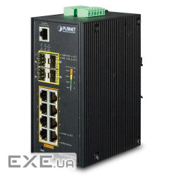 Промисловий кер. комутатор L2+, 8x10/100/1000T 802.3at PoE+, 2х100/1000X SFP+, 2х10G (IGS-5225-8P4S)