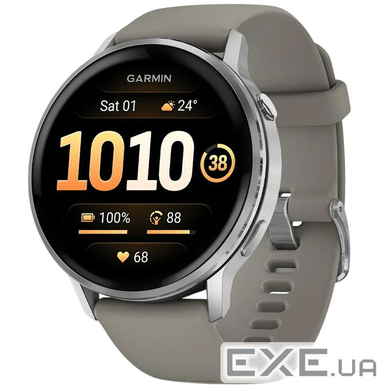 Смарт-часы Garmin Venu 4 45mm Silver with Siliver Gray Silicone (010-03014-41), 1.4" (454x454) AMOLE
