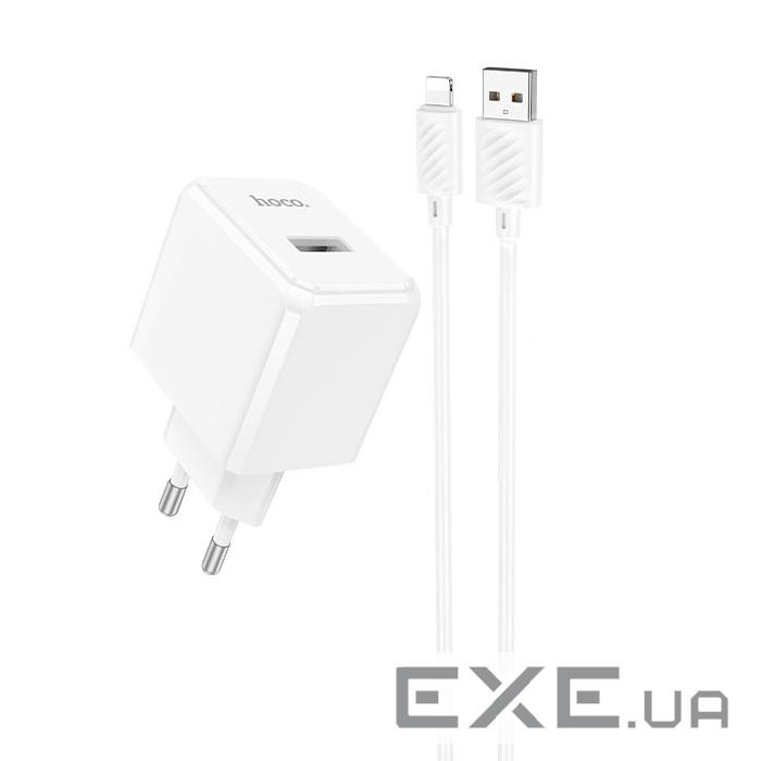 Набір СЗУ HOCO CS11A+ кабель Lighting, 1xUSB, 2.1A, кабель 1м, White, Blister (HOCO CS11A / LW)