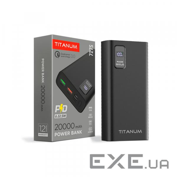 Повербанк TITANUM 727S 20000mAh 22.5W Black (TPB-727S-B)