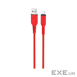 Кабель HOCO X59 USB to iP 2.4A, 1m, nylon, TPE connectors, Red (6931474744876)