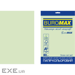 Папір Buromax А4, 80g, PASTEL green, 20sh, EUROMAX (BM.2721220E-15)