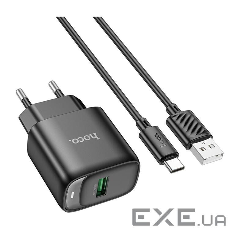 Мережевий зарядний пристрій HOCO C140A Smart single port QC3.0 charger set(Type-C)(E (6942007627825)