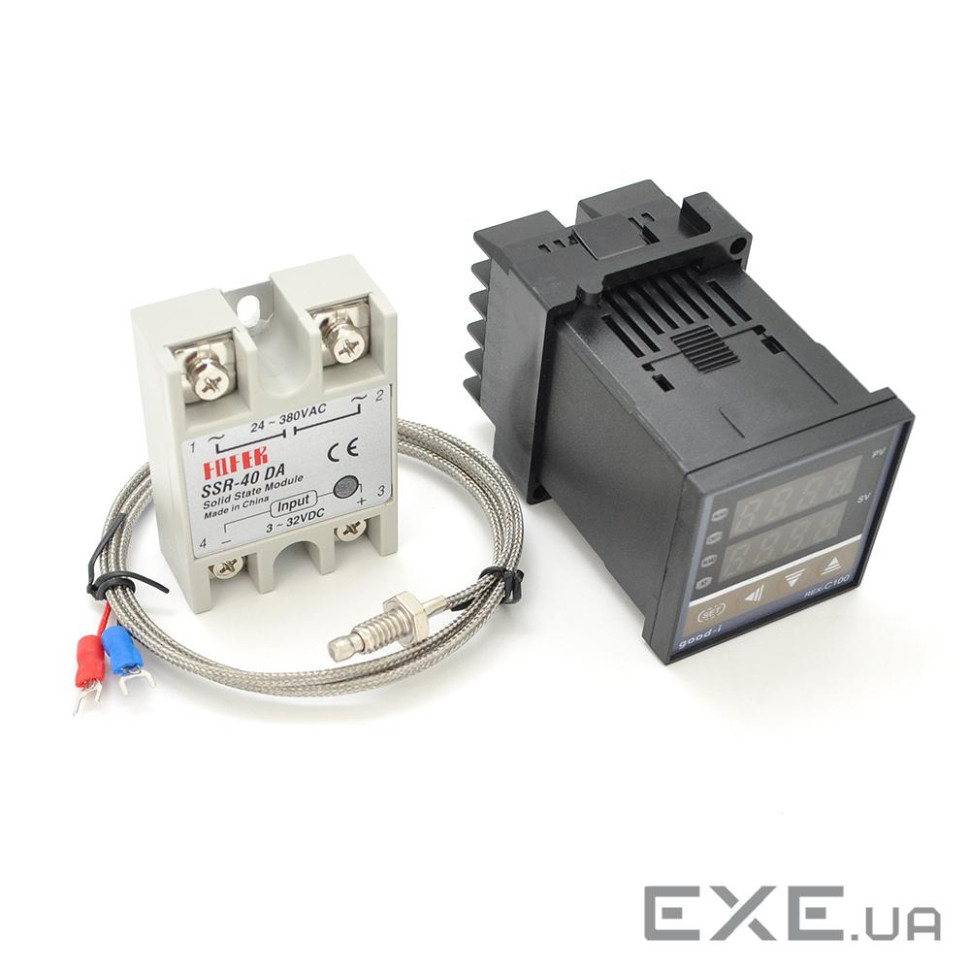 Контролер температури + твердотільне реле REX-C100FK05-V*AN,M6, 85-265V + SSR-40DA+M6