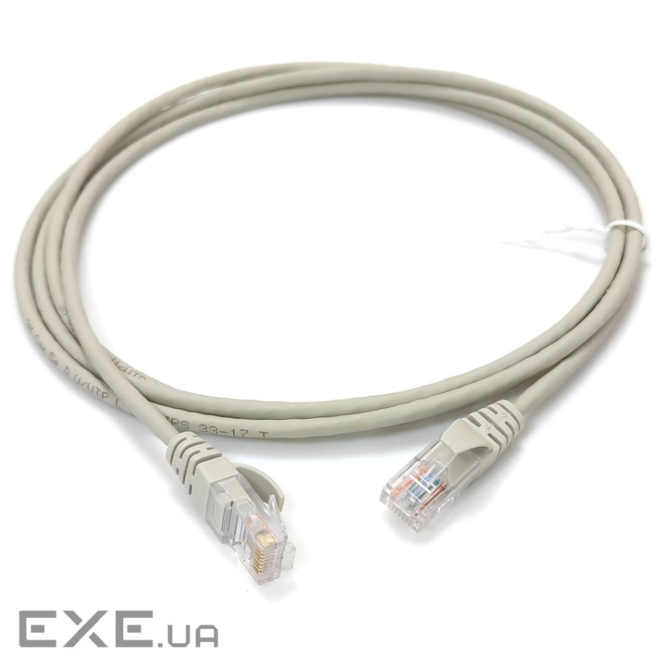 Патч-корд кат. 5е, 26AWG Slim, D4мм, RJ45-RJ45, сірий, 3 м, U/UTP, LSZH, Corning (UU008073999) , U/UTP, LSZH, Corning (U