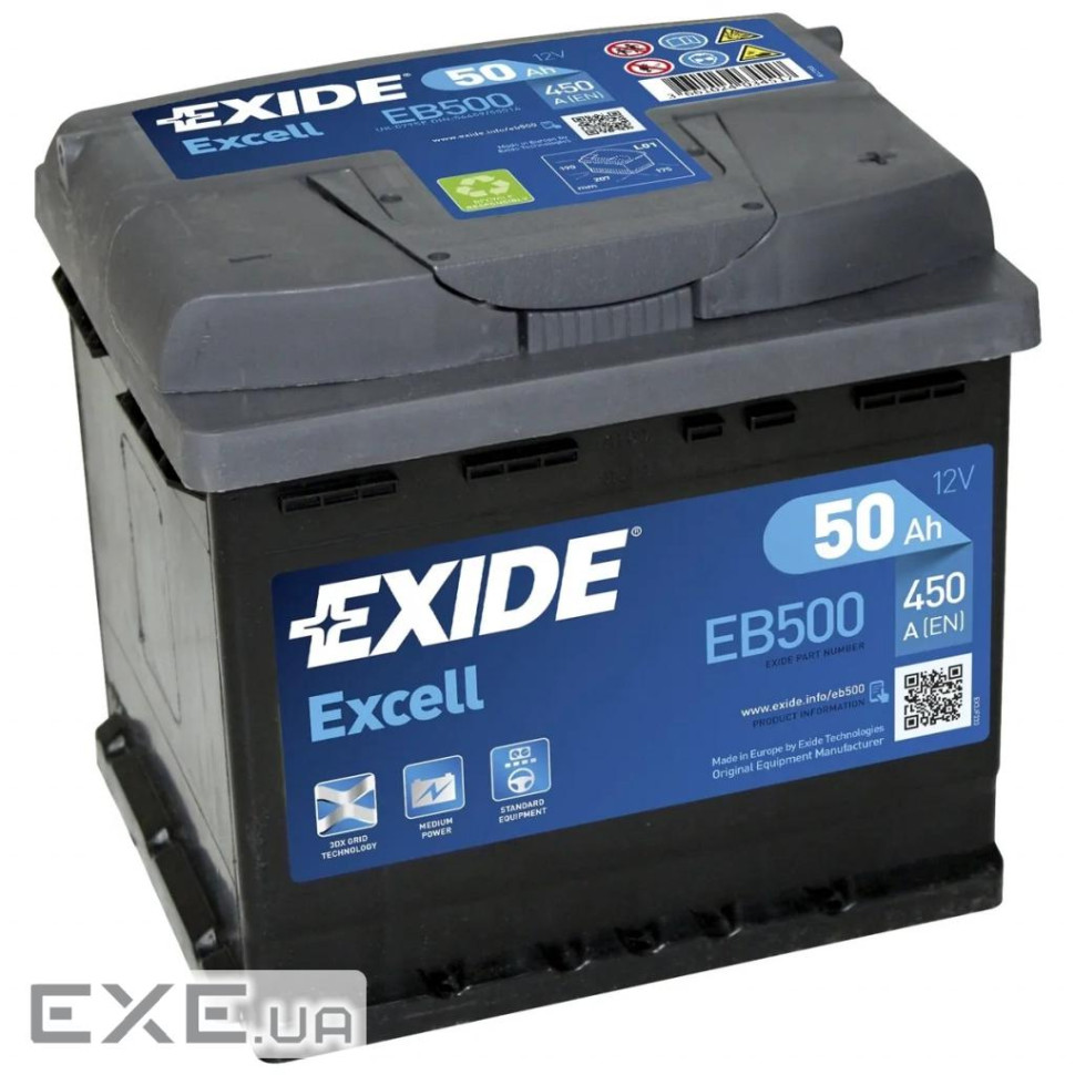 Акумулятор автомобільний EXIDE EXCELL 50A (EB500)