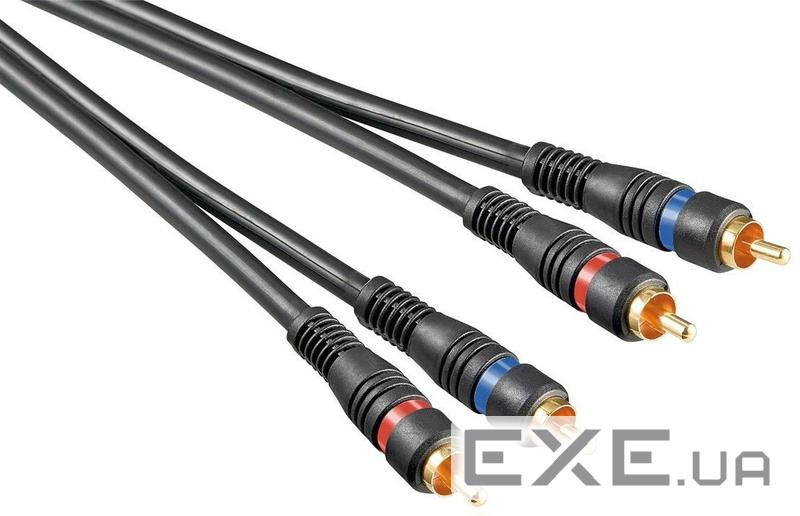 Кабель аудіо-сигнальний RCA 2x2 M/ M 0.2 m,2xShielded D=4.8 mm Gold OFC,асфальт (25.02.5085-1)