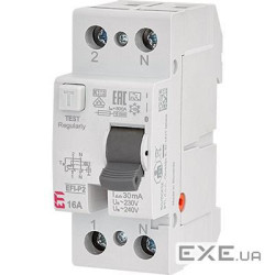 Реле диференційне ETI (ПЗВ) 2р EFI6-P2 40/0,03 тип AC (6kA) (2061252) AC (6kA) (2061252)