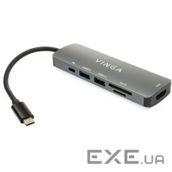 Порт-реплікатор VINGA Type-C 3.1 to HDMI + USB3.0 + USB 2.0 + SD/microSD + PD (VHC6)