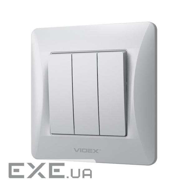 Вимикач Videx BINERA 3кл срібний шовк (VF-BNSW3-SS)