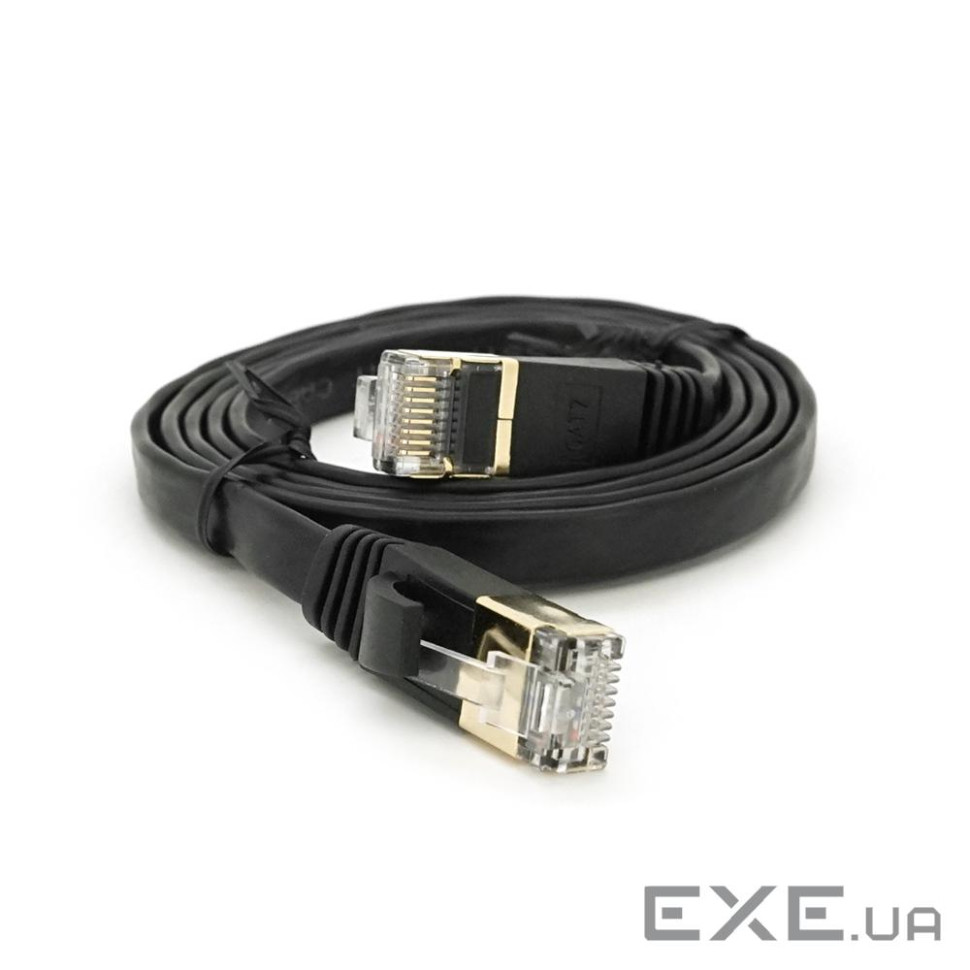 Патч-корд літій плоский WEEPDA, UTP, RJ45, Cat.7, 1m, Cu, чорний (PCMF-CU7/0. (PCMF-CU7 / 0.5Bk 1м)