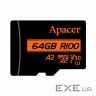 Карта пам'яті APACER microSDXC 64GB UHS-I U3 V30 A2 Class 10 + SD-adapter (AP64GMCSX10U8-R)