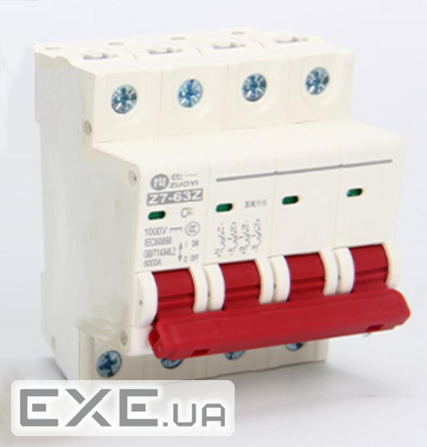 Автоматичний вимикач постійного струму ZUOYI Z7-63Z 4P C32 DC250-1000V, 32A, (Z7-63Z 4P C32 DC1000V)