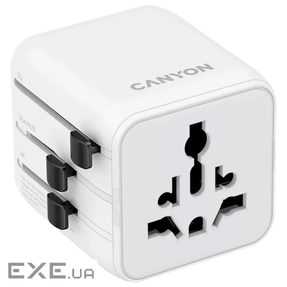 Перехідник Canyon Travel Adapter OnTour One EU/UK/US/AUS White (CNS-TA1005W)