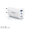 Мережевий зарядний пристрій Choetech GaN PD65W, 3 порти, 2*USB-C+A CHOETECH Choetech GaN PD (PD9006)