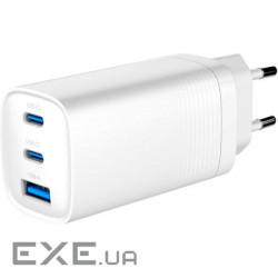 Charger Gembird USB-A + 2xType-C (PD18W + QC3.0 27W) white (TA-UC-PDQC65-01-W)