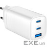Зарядний пристрій Gembird USB-A + 2xType-C (PD18W + QC3.0 27W) white (TA-UC-PDQC65-01-W)