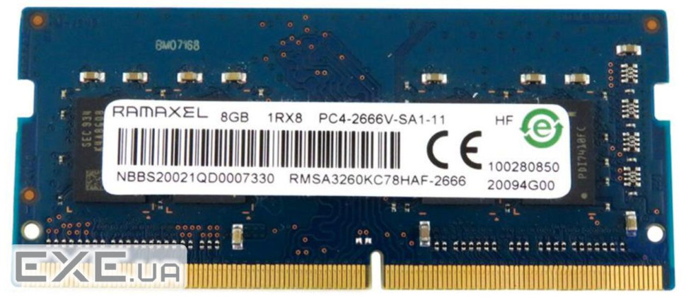 Пам"ять Ramaxel 8 GB SO-DIMM DDR4 2666 MHz (RMSA3260KC78HAF-2666)