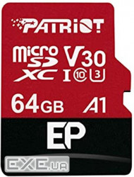Карта пам'яті PATRIOT 64 GB microSDXC UHS-I U3 V30 A1 EP + SD adapter (PEF64GEP31MCX)