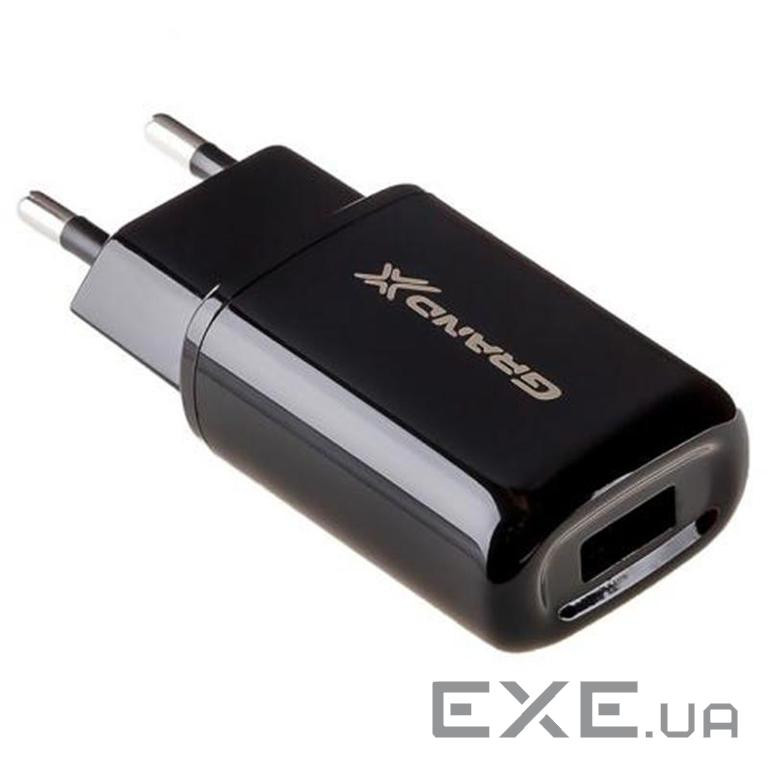 Зарядний пристрій Grand-X CH-15UMB (5V/2,1A + DC cable 2,4А USB -> Micro USB 1m) Black