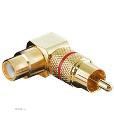Перехідник аудіо RCA M/F,адаптер 90ё Gold Metal Red,золотистий (75.01.1591-1) (75.01.1591-1)