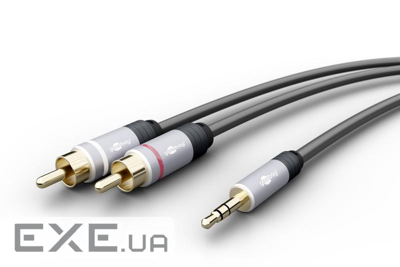 Кабель аудіо-адаптер Jack 3.5mm 3pin-RCAx2 M/M 5.0m,Stereo GoobayPlus Metal 2xShield,чо (75.07.9066) (75.07.9066)