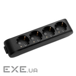 Колодка Panasonic X-tendia із заземленням 4 гнізда, з захистними шторками, чорна (WLTB04402BL-UA) (WLTB04402BL-UA)