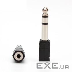 Перехідник аудіо Jack 3.5mm 3pin-6.3mm F/M,адаптер Stereo Plastic,чорний (62.09.8143-1) (62.09.8143-1)