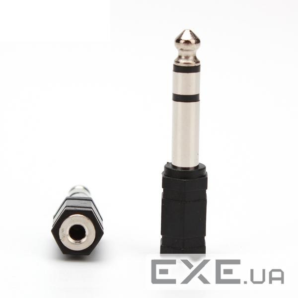 Перехідник аудіо Jack 3.5mm 3pin-6.3mm F/M,адаптер Stereo Plastic,чорний (62.09.8143-1) (62.09.8143-1)