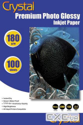 Фотопапір Crystal, глянсовий, A4, 180 г/м2, 100 арк (GL-A4-180-100) (GL-A4-180-100)
