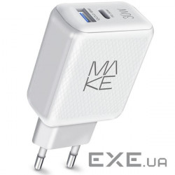 Зарядний пристрій MAKE 30W PD+QC White (MCW-326PWH)
