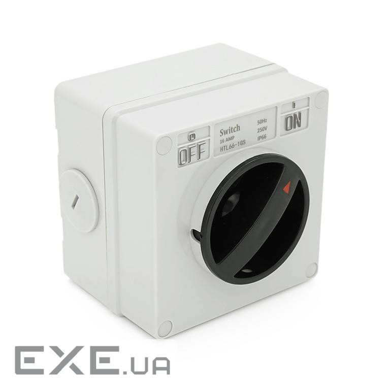 Вимикач зовнішнього монтажу, двосторонній висновок, IP65, AC:250V, 16A, Grey (YT-OMS250 / 16G) , IP65, AC:250V, 16A, Gre