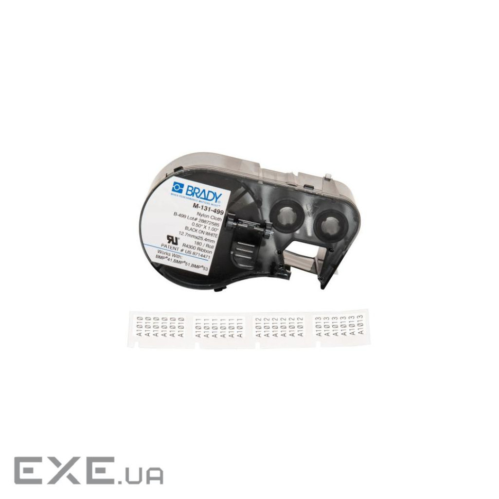 Стрічка для принтера етикеток Brady M-131-499, вирубні, 25.40&times;12.70 mm, 180 шт, black on wh (143350)