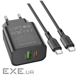 Набір BOROFONE BA88A СЗУ USB+Type-C+ кабель Type-C, PD20W+Q3.0, 1м, Black, Blister (BA88A / 20WTcB) , Black, Blister (BA