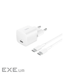 Зарядний пристрій Belkin USB-C PD25W PD3.1 + cable USB-C to USB-C 1.0m white (WCA012KQ1MWH-B6)