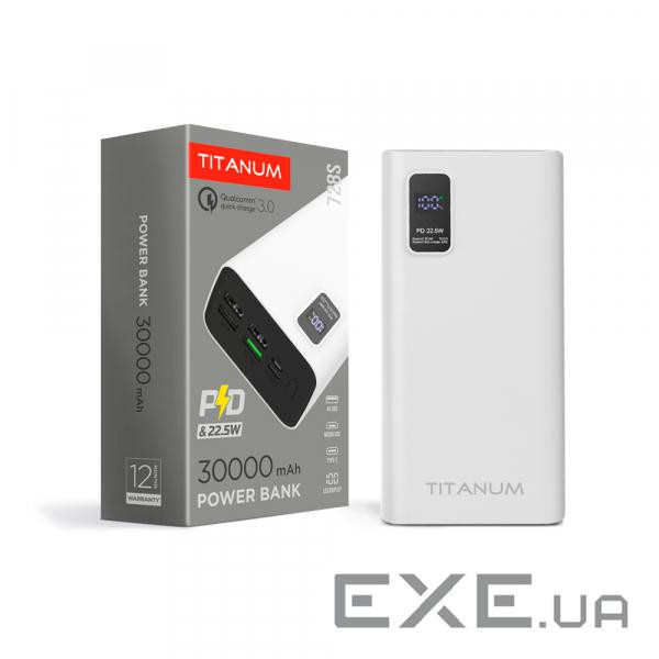 Повербанк TITANUM 728S 30000mAh 22.5W White (TPB-728S-W)