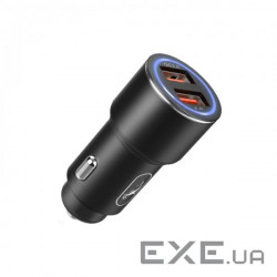 Автомобільний зарядний пристрій SkyDolphin SZ15 Aluminium QC3.0 (2USB, 2.4A) Black (AZP-000087)