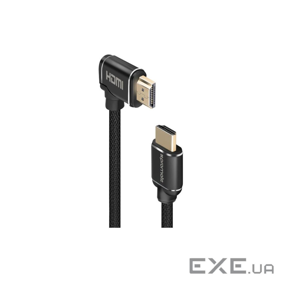 Кабель мультимедійний HDMI M to HDMI M V2.0 5.0m 90 corner Promate (prolink4k1-500.black)