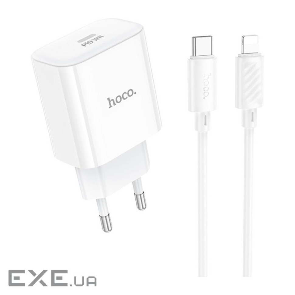 Зарядний пристрій HOCO C76A Pro Majestic USB-C PD30W + cable USB-C to Lightning White (6942007616317)