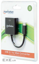 Перехідник Manhattan USB3.1 Type-C --> VGA(F), чорний (151771)
