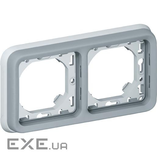 Plexo Legrand Супорт з рамкою для вбудованого монтажу - сірий - 2 пости - горизонтальна вуст (069683)