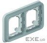 Plexo Legrand Супорт з рамкою для вбудованого монтажу - сірий - 2 пости - горизонтальна вуст (069683)