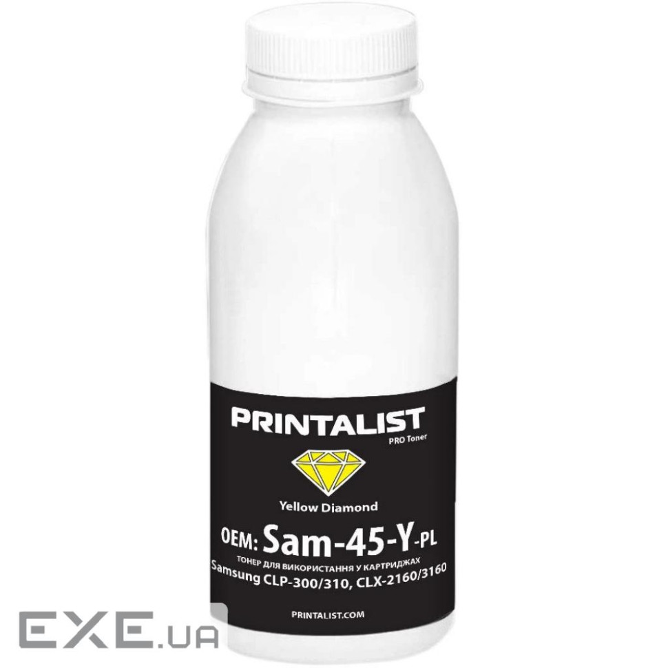 Тонер SamsungCLP-300/310,CLX-2160/3160 45г Yellow Printalist (Sam-45-Y-PL)