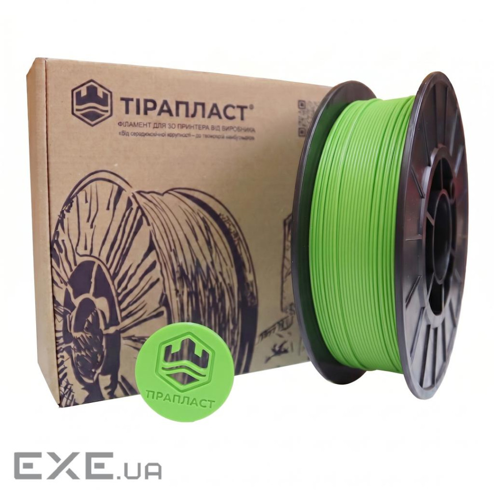 Пластик для 3D-принтера Тірапласт PLA 1.75 мм 0,75кг, neon lime (25287/25274)