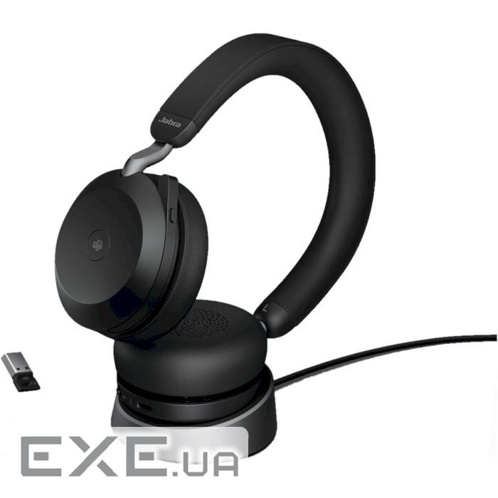 Гарнітура бездротова JABRA Evolve2 75 MS Stereo USB-A w/charging base Black (27599-9 (27599-989-999)