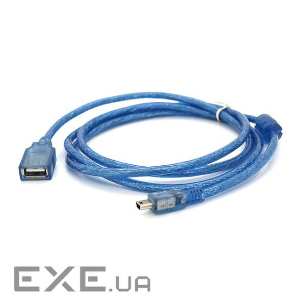 Кабель USB 2.0 AF / Mini-B OTG, 1.5m, прозорий синій (YT-C / AF-1.5MnBl) (YT-C / AF-1.5MnBl)